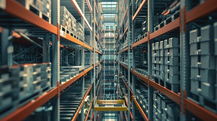 Obraz premium Modern automatized high rack warehouse