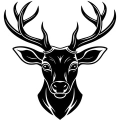 Naklejka premium deer, animal, vector, cartoon, reindeer, mammal, illustration, head,