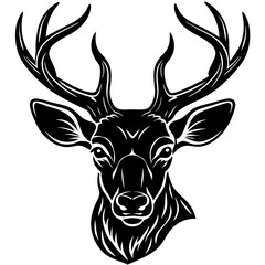 deer head silhouette, Deer  head icon black vector silhouette, deer, animal, vector, reindeer, cartoon, illustration,