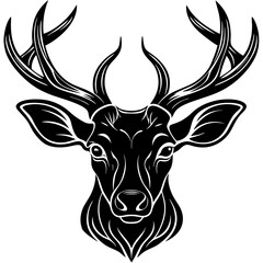 deer head silhouette, Deer  head icon black vector silhouette, deer, animal, vector, reindeer, cartoon, illustration,