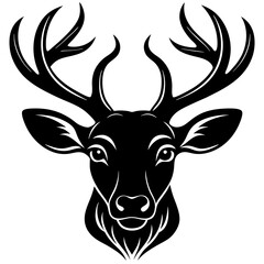 Fototapeta premium deer head silhouette, Deer head icon black vector silhouette, deer, animal, vector, reindeer, cartoon, illustration,