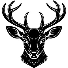 deer head silhouette, Deer  head icon black vector silhouette, deer, animal, vector, reindeer, cartoon, illustration,