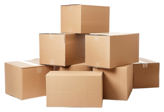 PNG Stacked moving boxes cardboard carton white background.