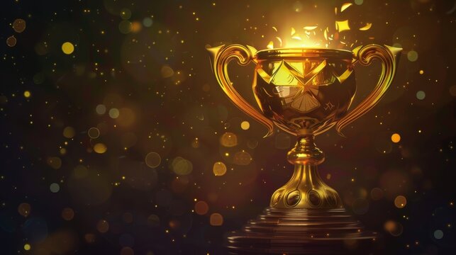 Champion golden trophy for winner background. Success and achievement concept. Sport and cup award