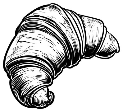 black and white croissant food drawing clip art preview