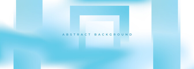 Blue and white abstract background with square frames and blue shadow. Modern abstract wide banner with geometric shapes. Vector illustration