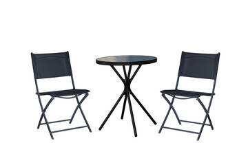 round table and chairs for outdoor use isolated on white background