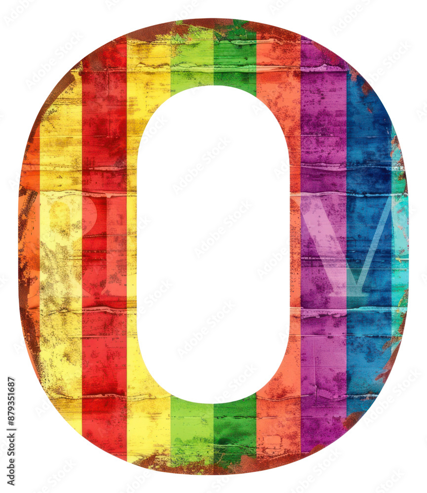 Poster png rainbow with alphabet o pattern number font.