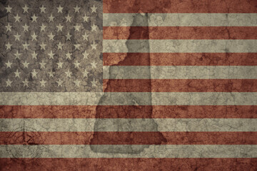 map of new hampshire state and flag of united states of america on a old vintage crack paper background .