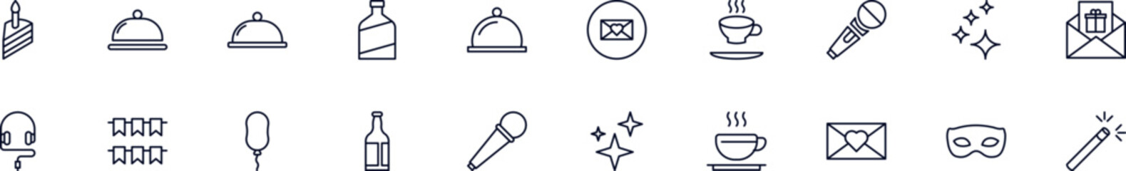 Holiday web outline symbols collection for stores, shops, banners, design