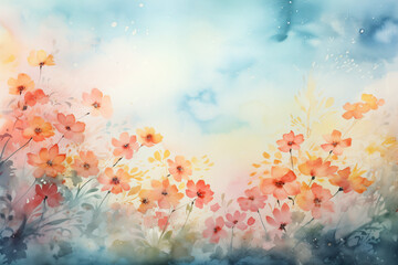 Watercolor floral background, pattern, texture. For design, pastel colors