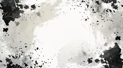 Obraz premium Various black dots are scattered randomly on a white background, with some appearing more prominent and clustered. This high-resolution digital illustration symbolizes randomness and distribution