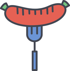 Sausage on Fork Vector Icon