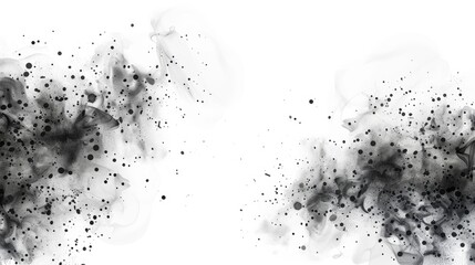 Obraz premium Various black dots are scattered randomly on a white background, with some appearing more prominent and clustered. This high-resolution digital illustration symbolizes randomness and distribution