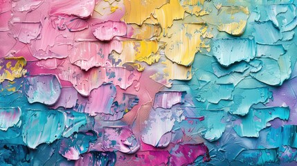 Closeup of abstract rough colorful multicolored art painting texture