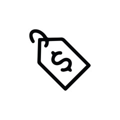 Simple black and white line drawing of a price tag