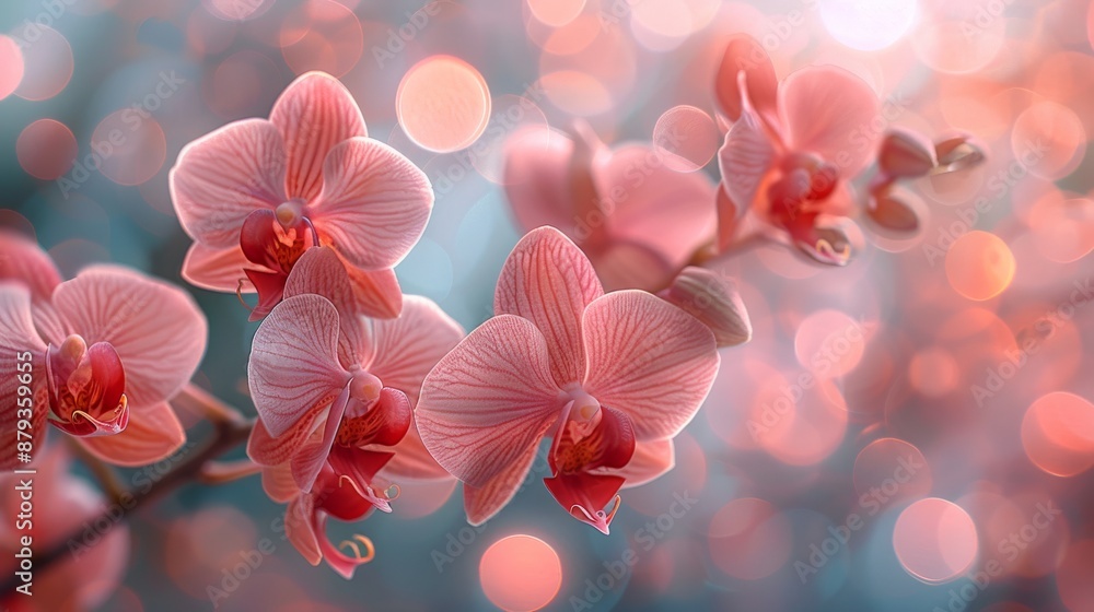 Canvas Prints beautiful branch of delicate pink orchids blooming on a blurred background with bokeh effect. perfec