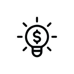 Simple line drawing of a light bulb with a dollar sign inside