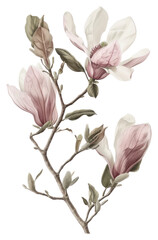 Obraz premium PNG Botanical illustration magnolia blossom drawing flower.