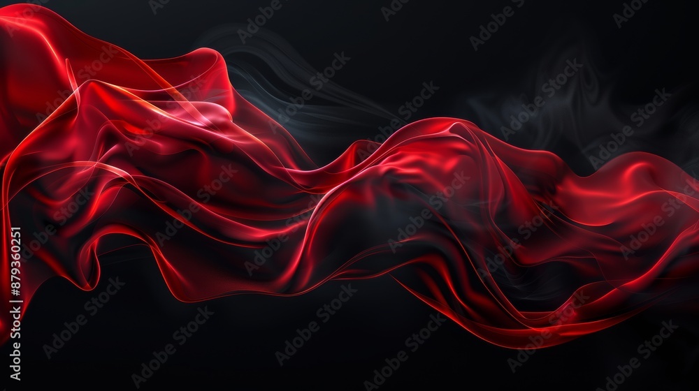 Poster flowing red fabric with elegant curves against a dark background, adding a touch of sophistication t