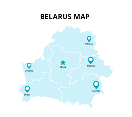 Belarus map. Cities regions.