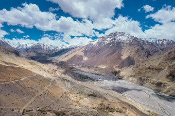 Dhankar village in Spiti valley, Himachal Pradesh, India.