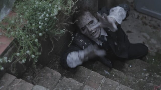 Zombie Trapped In A Stairs