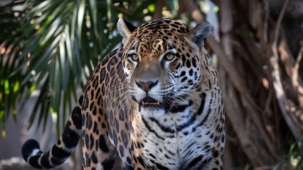 Fototapeta premium Attractive image of a powerful hunter jaguar wallpaper