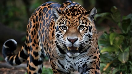 Fototapeta premium Attractive image of a powerful hunter jaguar wallpaper