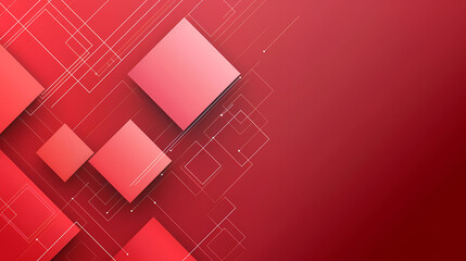 Abstract red geometric background with squares and lines, representing modern technology and digital innovation.