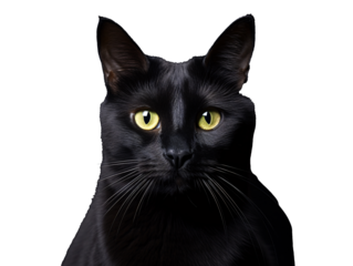 a black cat with yellow eyes