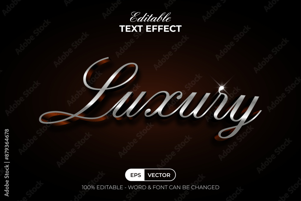 Poster luxury text effect silver style. editable text effect.