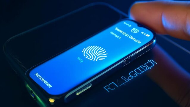 cybersecurity of personal data safety, mobile smartphone using biometric finger print and Two-factor authentication app login