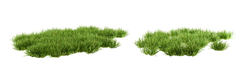 Set of grass patch scene isolated on transparent background