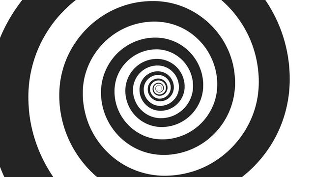Spiral rotate. Video radial optical illusion. Hypnotic spirals moving. Design for reels shorts poster banner. Horizontal 4K.