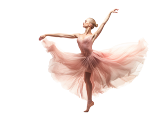 a woman in a pink dress dancing