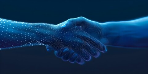 Digital contract handshake symbolizes modern trust in agreements Trust through digital contracts. Concept Modern Business Practices, Electronic Agreements, Trust in Technology