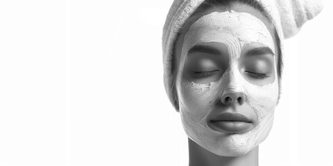 Beauty 30-year old girl spa healthy skin, isolated on white background, glowing with radiance.