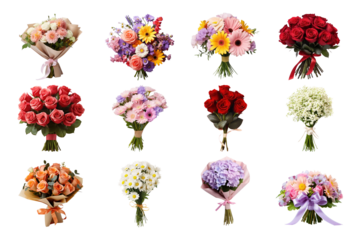 Cute flower bouquet png cut out set