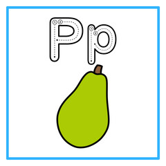 tracing alfabet flat papaya illustration © Rahmatullah