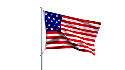 Waving flag of america isolated on transparent background. united states flag