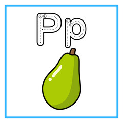 tracing alfabet papaya illustration © Rahmatullah