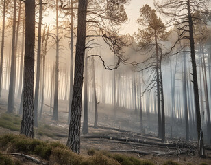 Fototapeta premium Deforestation Impact on Climate Change: A Stark Reminder of Climate Warming and Global Environmental Crisis