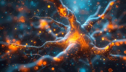 AI-Powered Cybersecurity Network, Neural network 3D illustration symbolizing big data and cybersecurity. 