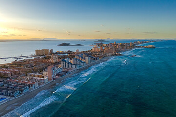 Aerial view of La Manga del Mar Menor, Region of Murcia, Spain