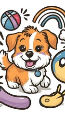 Obraz premium Cute dog Cartoon Vector Icon Illustration