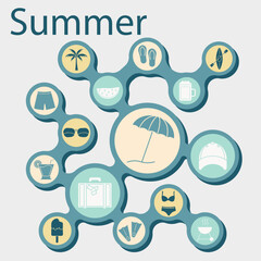 Summer icons minimal design. Summer. Modern icon design all for summer.