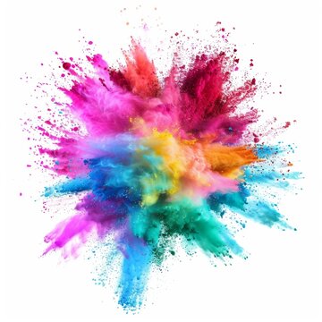recommend clip art: A vibrant explosion of colorful powder against a white background. The colors are bright and bold, creating a dynamic and energetic image.