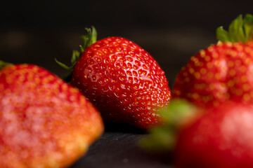 clean washed ripe red strawberries during cooking