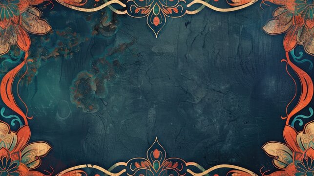 Moroccan style banner with vintage paper texture and floral design Template with space for text